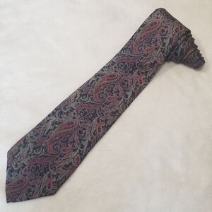Vintage MARIO VALENTINO Tie Mens Paisley 100% Silk Necktie Made In USA